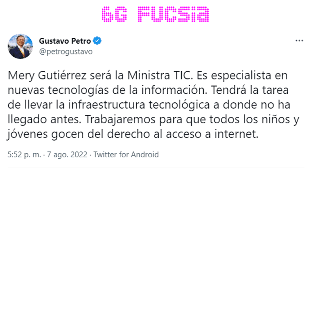 Actualizada - 6G Fucsia – Mery Janeth Gutiérrez Cabezas Ministra TIC