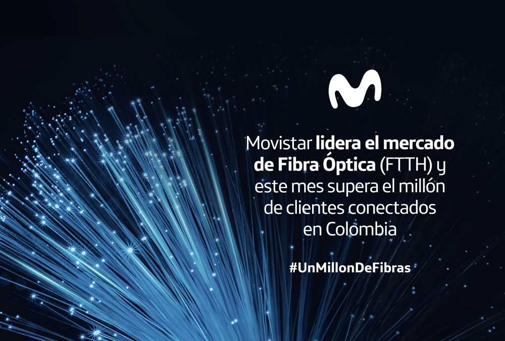 Movistar líder en Fibra Óptica en Colombia ya pasó el millón de clientes