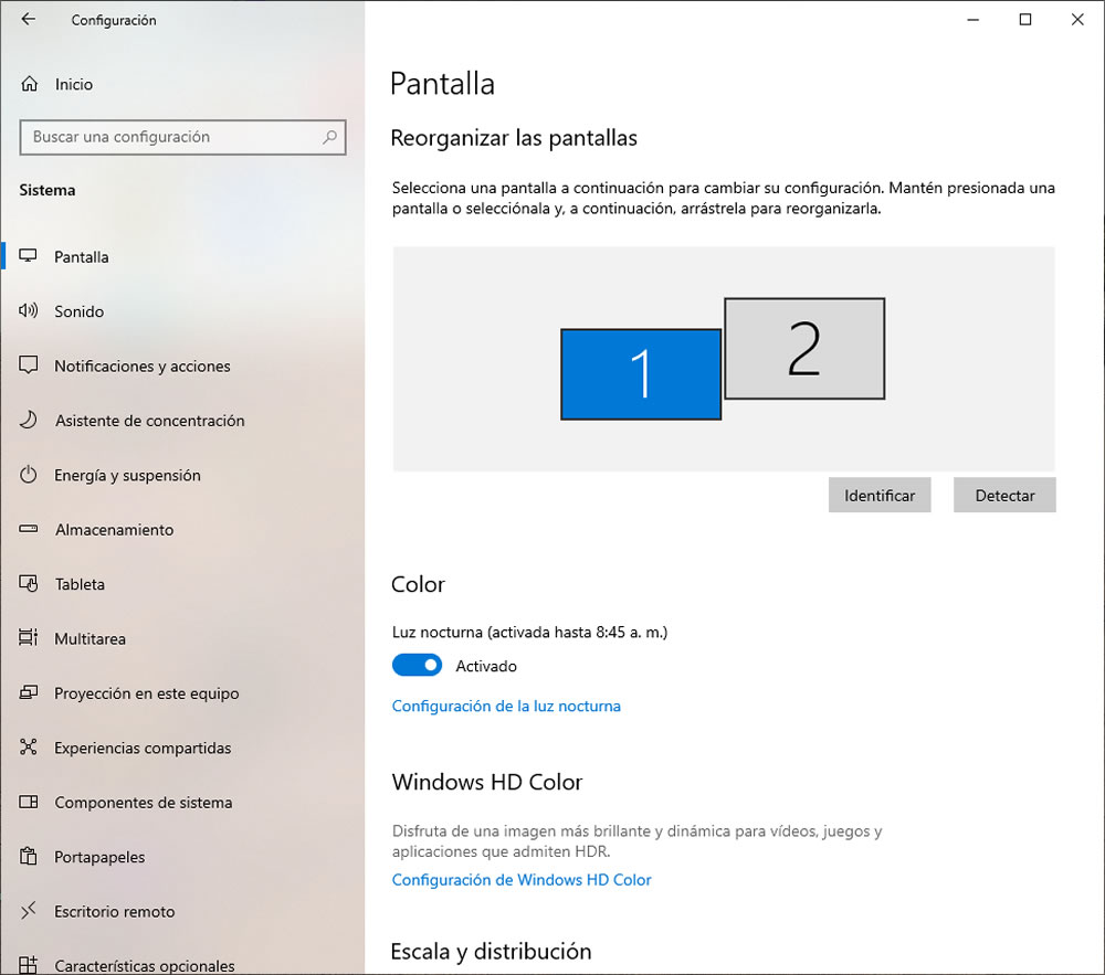 Windows permite disminuir la luz azul que puede ser perjudicial para las retinas